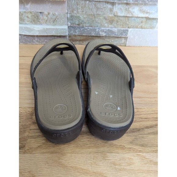CROCS Women's Flip Flops Sandals Size 7W Slip-On Shoes Sanrah Circle Wedge - Picture 4 of 7